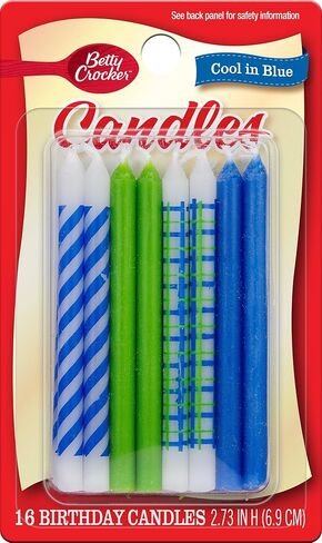 شموع عيد الميلاد الرائعة باللون الأزرق من بيتي كروكر، 16 قطعة (عبوة من قطعة واحدة) in Kuwait