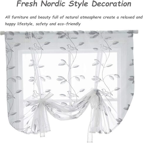 Molaxhome Roman Valance Curtain - Vintage Tie-Up Kitchen Window Treatment, Rod Pocket Botanical Print Curtain for Living Room, Farmhouse Style,45.7Wx63 L Inch in Kuwait