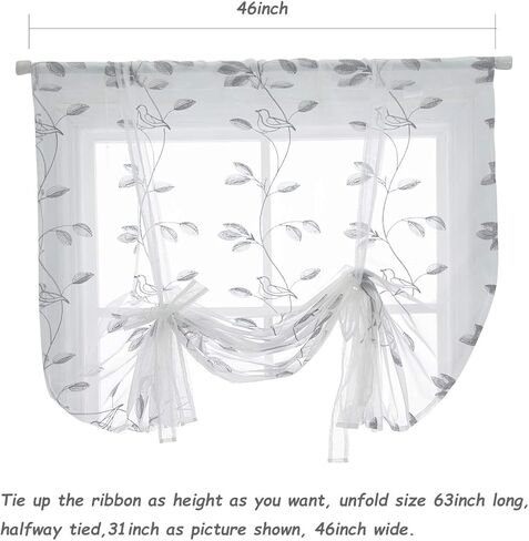 Molaxhome Roman Valance Curtain - Vintage Tie-Up Kitchen Window Treatment, Rod Pocket Botanical Print Curtain for Living Room, Farmhouse Style,45.7Wx63 L Inch in Kuwait