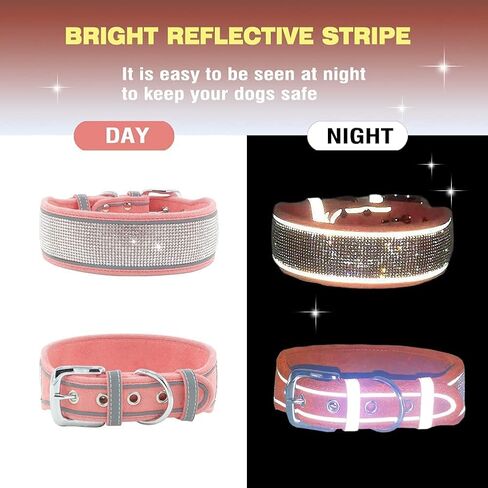 حجر الراين طوق الكلب للفتيات الأولاد، مع علامات الكلب المكتوبة بخط اليد لطيف المبهر تألق جلد الغزال الناعم جميلة بلينغ كريستال الماس القط الحيوانات الأليفة الصغيرة المتوسطة الكبيرة الذكور الإناث، الوردي S in Kuwait