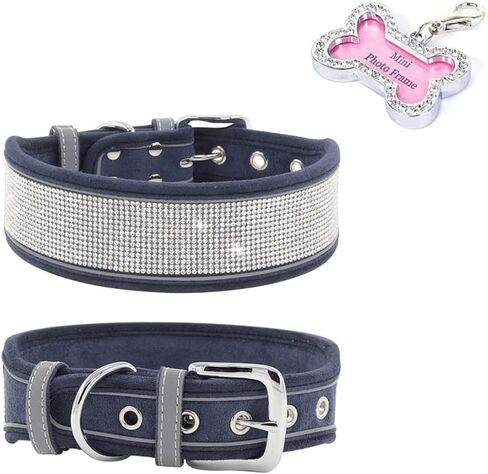 حجر الراين طوق الكلب للفتيات الأولاد، مع علامات الكلب المكتوبة بخط اليد لطيف المبهر تألق جلد الغزال الناعم جميلة بلينغ كريستال الماس القط الحيوانات الأليفة الصغيرة المتوسطة الكبيرة الذكور الإناث، الوردي S in Kuwait