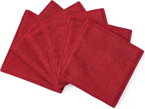 Camruntius Coasters for Drinks Absorbent Set of 6, 4 Inch Square Coasters for Coffee Table Wooden Table, Farmhouse 100% Cotton Cloth Drink Coster, Cup Coasters for Table, Office Desk (Coffee) in Saudi Arabia