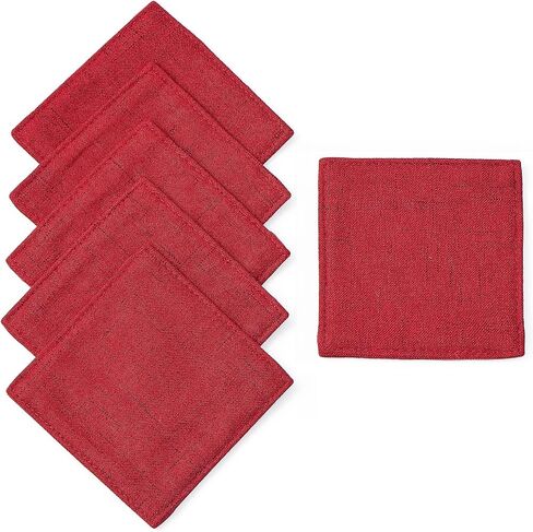 Camruntius Coasters for Drinks Absorbent Set of 6, 4 Inch Square Coasters for Coffee Table Wooden Table, Farmhouse 100% Cotton Cloth Drink Coster, Cup Coasters for Table, Office Desk (Coffee) in Saudi Arabia