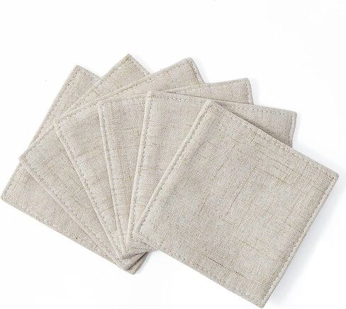 Camruntius Coasters for Drinks Absorbent Set of 6, 4 Inch Square Coasters for Coffee Table Wooden Table, Farmhouse 100% Cotton Cloth Drink Coster, Cup Coasters for Table, Office Desk (Coffee) in Saudi Arabia