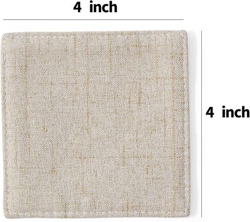 Camruntius Coasters for Drinks Absorbent Set of 6, 4 Inch Square Coasters for Coffee Table Wooden Table, Farmhouse 100% Cotton Cloth Drink Coster, Cup Coasters for Table, Office Desk (Coffee) in Saudi Arabia