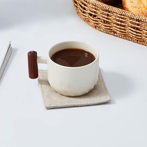 Camruntius Coasters for Drinks Absorbent Set of 6, 4 Inch Square Coasters for Coffee Table Wooden Table, Farmhouse 100% Cotton Cloth Drink Coster, Cup Coasters for Table, Office Desk (Coffee) in Saudi Arabia