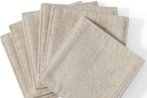 Camruntius Coasters for Drinks Absorbent Set of 6, 4 Inch Square Coasters for Coffee Table Wooden Table, Farmhouse 100% Cotton Cloth Drink Coster, Cup Coasters for Table, Office Desk (Coffee) in Saudi Arabia