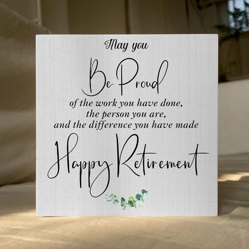 ENGVZ Country Retirement Artwork Wood Box Sign Rustic Farmhouse Style May You Be Proud of the Work Wood Block Plaque 5 X 5 Inches Home Office Desk Sign Decor for Presents in Kuwait