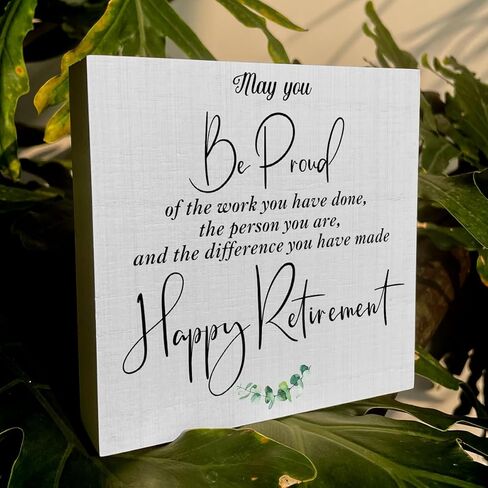 ENGVZ Country Retirement Artwork Wood Box Sign Rustic Farmhouse Style May You Be Proud of the Work Wood Block Plaque 5 X 5 Inches Home Office Desk Sign Decor for Presents in Kuwait