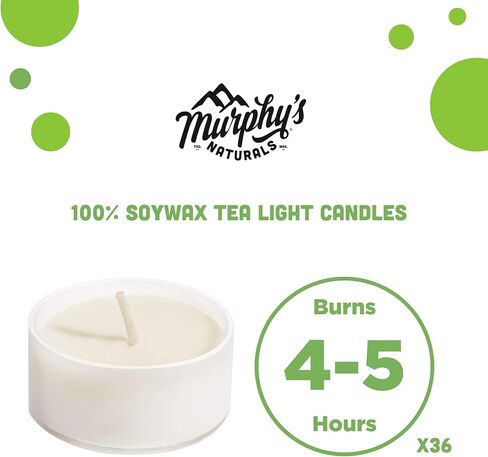 شموع خفيفة من شمع الصويا من مورفي ناتشورالز | نباتي | شمع الصويا من مصادر مسؤولة | خالي من العطور | 36 شمعة في كل صندوق in Kuwait