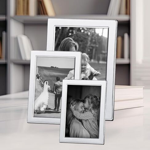 Siena Hammered Silver Picture Frame, Tarnish Resistant Finish, Perfect Photo Frame for any End Table, Credenza, Shelf, or Nightstand, Silver 5x7 in Saudi Arabia