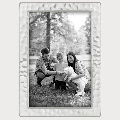 Siena Hammered Silver Picture Frame, Tarnish Resistant Finish, Perfect Photo Frame for any End Table, Credenza, Shelf, or Nightstand, Silver 5x7 in Saudi Arabia