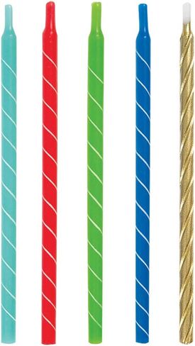 Unique Stunning Metallic Birthday Candles - 5" (Pack of 12) - Assorted Colors for Unforgettable Celebrations in Saudi Arabia