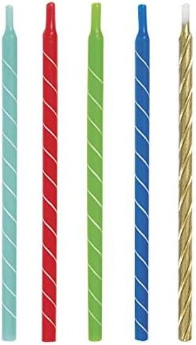 Unique Stunning Metallic Birthday Candles - 5" (Pack of 12) - Assorted Colors for Unforgettable Celebrations in Saudi Arabia