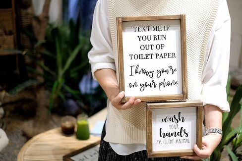 لافندر، إلهام، لافتات حمام مضحكة، ديكور منزل المزرعة نصف حمام ديكور جداري-هدايا هووسورمينغ - علامات نصف حمام مع اقتباس مضحك نص لي إذا كنت رن من TP، أنا أعرف أنك في هاتفك. in Kuwait