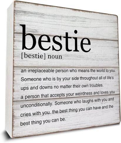 هدايا Bestie Bestie تعريف صندوق خشبي علامة أفضل صديق يقتبس مكتب ديكور خشبي لافتة ديكور المنزل لرف طاولة المكتب 5 × 5 بوصات in Saudi Arabia