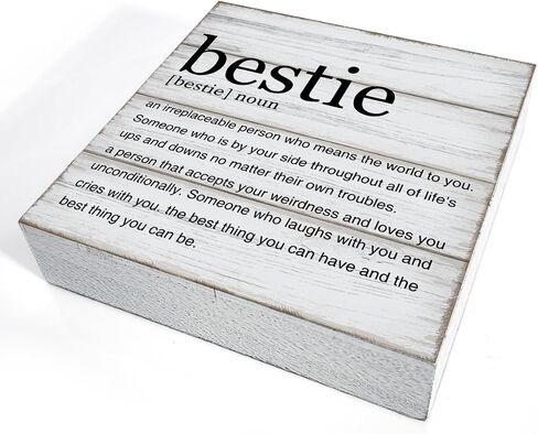 هدايا Bestie Bestie تعريف صندوق خشبي علامة أفضل صديق يقتبس مكتب ديكور خشبي لافتة ديكور المنزل لرف طاولة المكتب 5 × 5 بوصات in Saudi Arabia