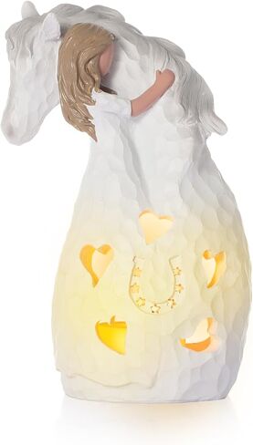 HADM Horse Gifts for Girls Women Horse Statues Candle Holder Girl Embrace Horse Hand-Painted Figurine Decor Gifts for Horse Lover,Cowgirl,Horse Loss Remembrance Gifts, Birthday in Kuwait