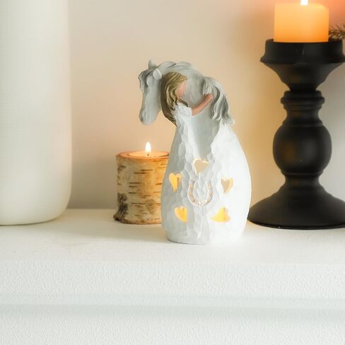 HADM Horse Gifts for Girls Women Horse Statues Candle Holder Girl Embrace Horse Hand-Painted Figurine Decor Gifts for Horse Lover,Cowgirl,Horse Loss Remembrance Gifts, Birthday in Kuwait
