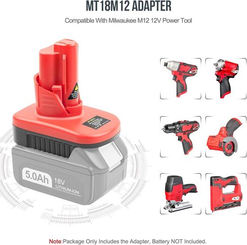 ADVTRONICS Battery Adapter for Milwaukee 12V M12, for Makita 18V Lithium Battery BL1850 BL1850B BL1860B BL1830 BL1815 LXT400 Convert to for Milwaukee 12V M12 Battery in Kuwait