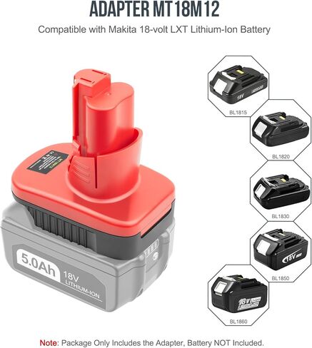 ADVTRONICS Battery Adapter for Milwaukee 12V M12, for Makita 18V Lithium Battery BL1850 BL1850B BL1860B BL1830 BL1815 LXT400 Convert to for Milwaukee 12V M12 Battery in Kuwait