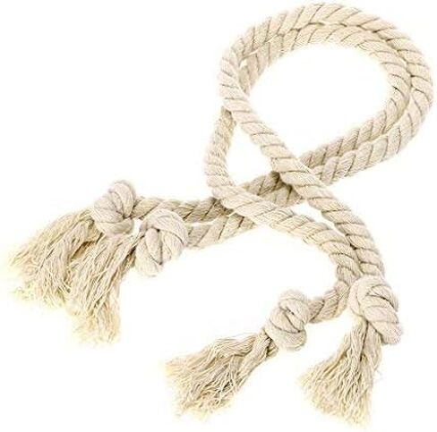BTSKY 4 Pieces Cotton Curtain Rope Tiebacks-Handmade Window Curtain Decorative Holdbacks Vintage Style Drapery Tieback (Beige) in Saudi Arabia