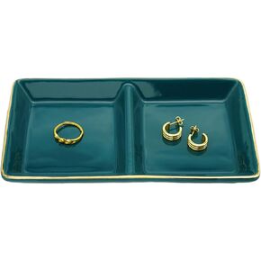 HANKOR Ceramic Jewelry Dish Tray, 2 Compartment Ring Dish, Decorative Trinket Tray for Rings, Earrings, Keys, Birthday Christmas Gifts, White in Kuwait