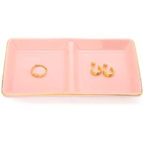 HANKOR Ceramic Jewelry Dish Tray, 2 Compartment Ring Dish, Decorative Trinket Tray for Rings, Earrings, Keys, Birthday Christmas Gifts, White in Kuwait