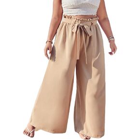 WDIRARA Women's Plus Size Printed Drawstring Waist Split Side Wide Leg Pants in Saudi Arabia