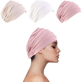 غطاء رأس Ever Fairy للنساء، غطاء رأس قطني مرن سميك للعلاج الكيميائي للرأس والحماية من الشمس (أسود + أبيض + قهوة) in Kuwait