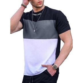 SOLY HUX Men's Color Block Letter Print Short Sleeve T Shirt Casual Summer Tee Tops