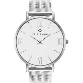 Wristology 29 Options - Maxi Leather Band Roman Numerals Boyfriend Watch - Interchangeable Genuine Leather Strap - Large Easy to Read Analog Face for Women or Men