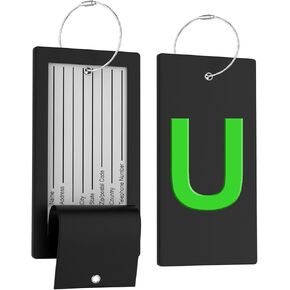 Luggage Tag Initial Bag Tag - Fully Bendable Tag w/Stainless Steel Loop
