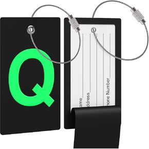 Luggage Tag Initial Bag Tag - Fully Bendable Tag w/Stainless Steel Loop