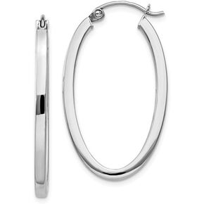 14K Gold Oval Hoop Earrings, (31-52mm) (2mm Tube) in Kuwait