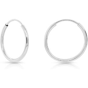 14k White Gold Round Endless Hoop Earrings - 10-18mm