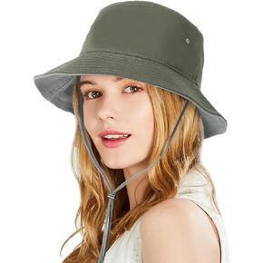 HH HOFNEN Bucket Hats for Women Mens Summer Beach Sun Hat with Strings Fisherman Hats Packable Beach Hat for Travel