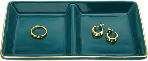 HANKOR Ceramic Jewelry Dish Tray, 2 Compartment Ring Dish, Decorative Trinket Tray for Rings, Earrings, Keys, Birthday Christmas Gifts, White in Kuwait