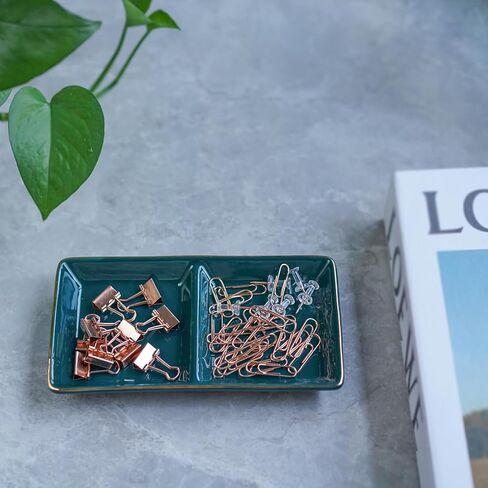 HANKOR Ceramic Jewelry Dish Tray, 2 Compartment Ring Dish, Decorative Trinket Tray for Rings, Earrings, Keys, Birthday Christmas Gifts, White in Kuwait