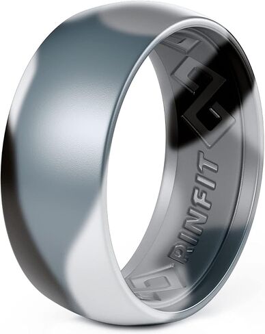 Rinfit Silicone Rings for Men - Mens Silicone Wedding Bands - Step Edge, Flexible Rubber Wedding Rings for Men - Rubber Rings Men for Sports & Workout in Kuwait