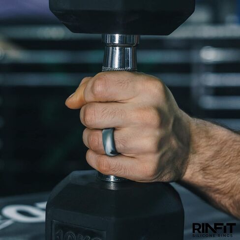 Rinfit Silicone Rings for Men - Mens Silicone Wedding Bands - Step Edge, Flexible Rubber Wedding Rings for Men - Rubber Rings Men for Sports & Workout in Kuwait