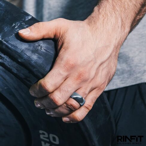 Rinfit Silicone Rings for Men - Mens Silicone Wedding Bands - Step Edge, Flexible Rubber Wedding Rings for Men - Rubber Rings Men for Sports & Workout in Kuwait