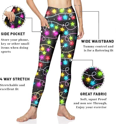 baprrjy Christmas Leggings for Women, High Waist Yoga Pants Tummy Control Seamless Athletic Leggings Workout Pants in Saudi Arabia