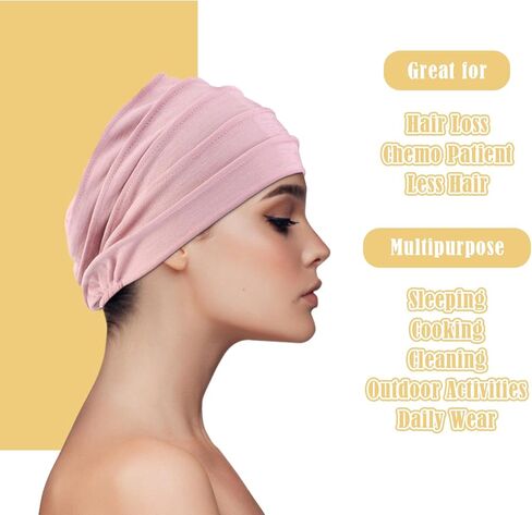 غطاء رأس Ever Fairy للنساء، غطاء رأس قطني مرن سميك للعلاج الكيميائي للرأس والحماية من الشمس (أسود + أبيض + قهوة) in Kuwait