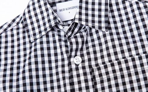 Mud Kingdom Boys Shirt Button Down Short Sleeve Collared Round Bottom Back Pleat Casual Summer in Saudi Arabia