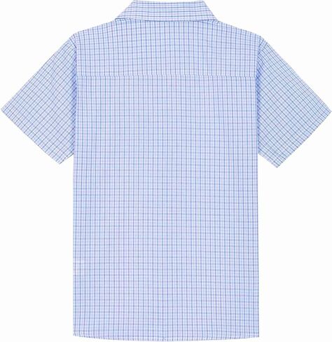 Bienzoe Boys Short Sleeve Shirt: Casual Button Down Cotton Plaid Kids Tops in Kuwait