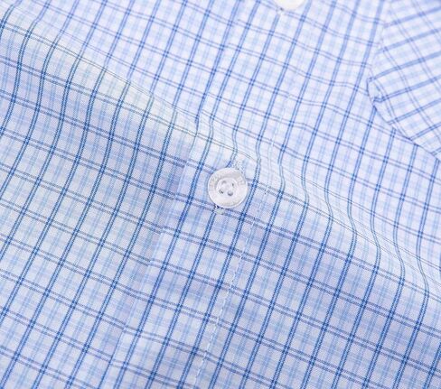 Bienzoe Boys Short Sleeve Shirt: Casual Button Down Cotton Plaid Kids Tops in Kuwait