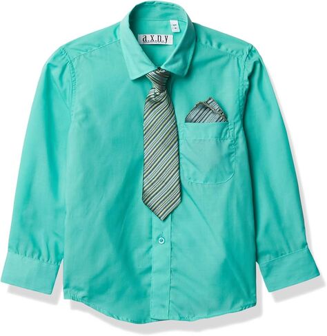 مجموعة قميص a.x.n.y للأولاد بأكمام طويلة وأزرار سفلية مع ربطة عنق وجيب مربع in Kuwait