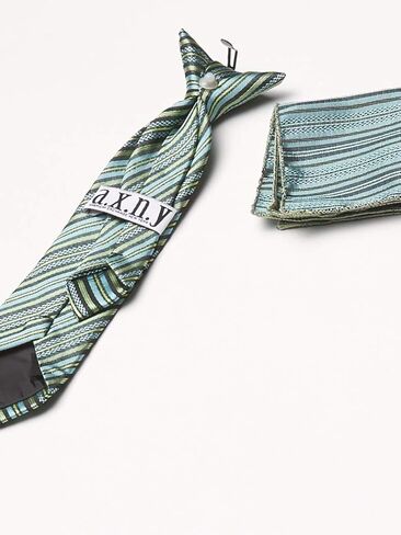 مجموعة قميص a.x.n.y للأولاد بأكمام طويلة وأزرار سفلية مع ربطة عنق وجيب مربع in Kuwait