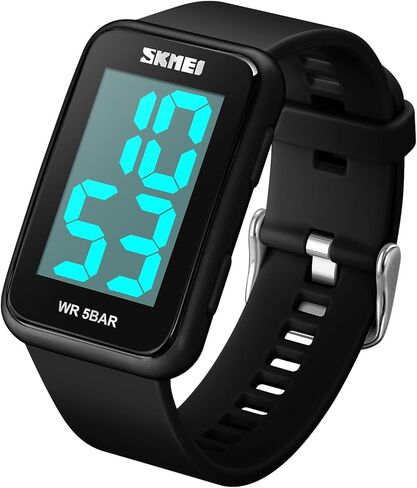 Gosasa Square Men's Women's Digital Watch Big Numbers Dial Waterproof LED Watches for Student Teens in Kuwait